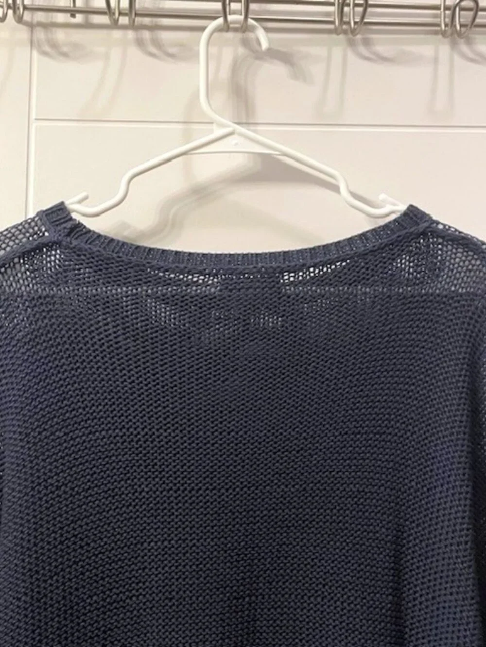 Wooden Ships Open Knit Sweater Navy Blue Small/Medium Coastal Beachy Nautical - Picture 6 of 13